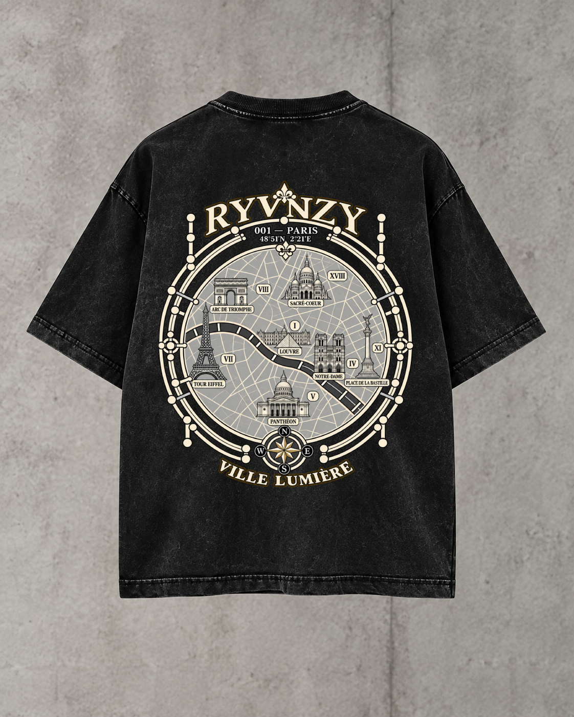 T-shirt Paris Cartographie — Noir