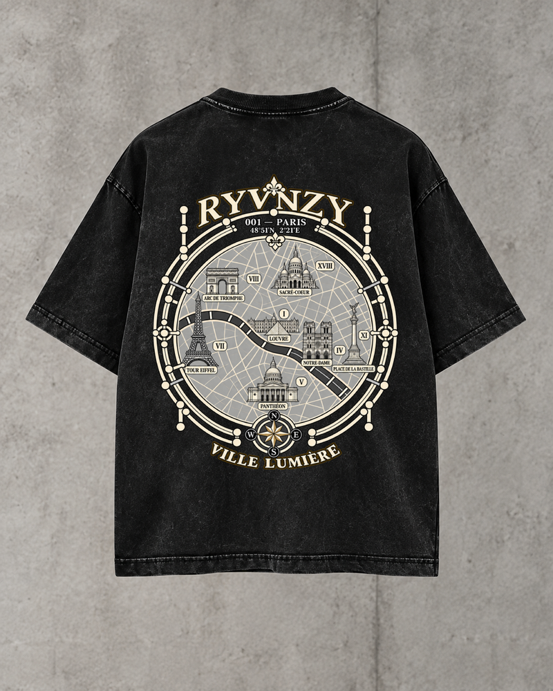 T-shirt Paris Cartographie — Noir