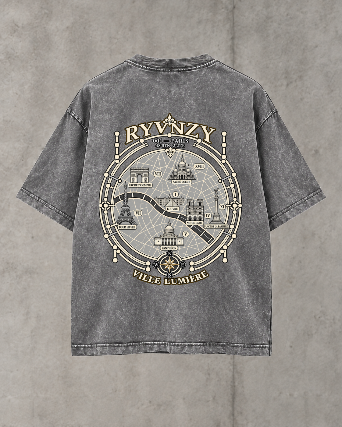 T-shirt Paris Cartographie — Gris
