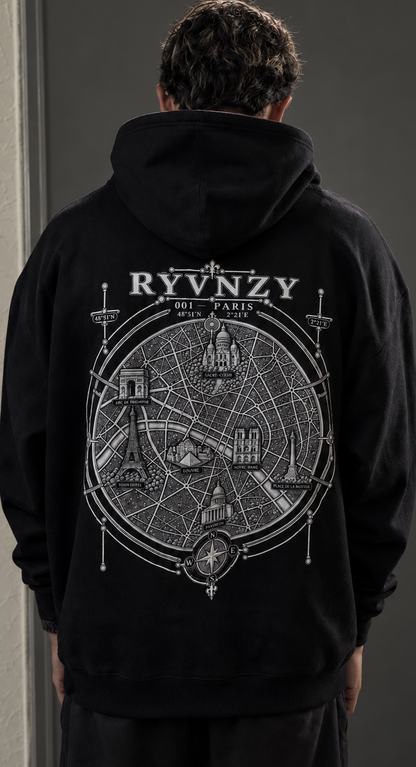 Hoodie Oversize Paris Noir intégral