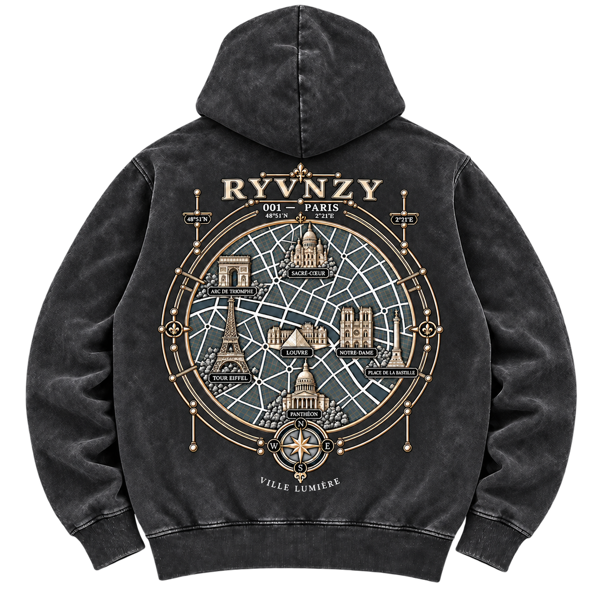 Hoodie Oversize Paris Édition Premium - Noir