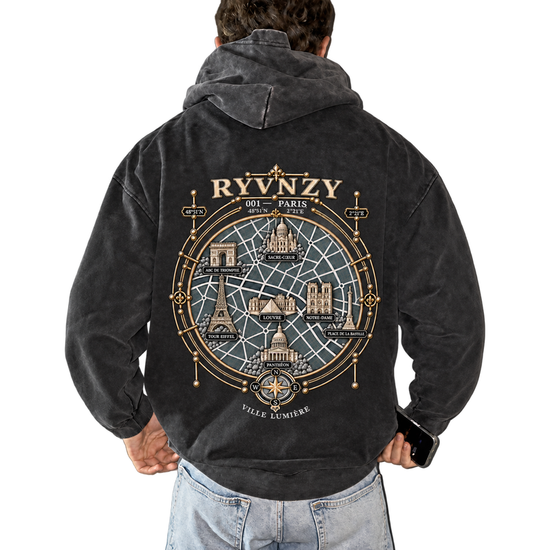 Hoodie Oversize Paris Édition Premium - Noir