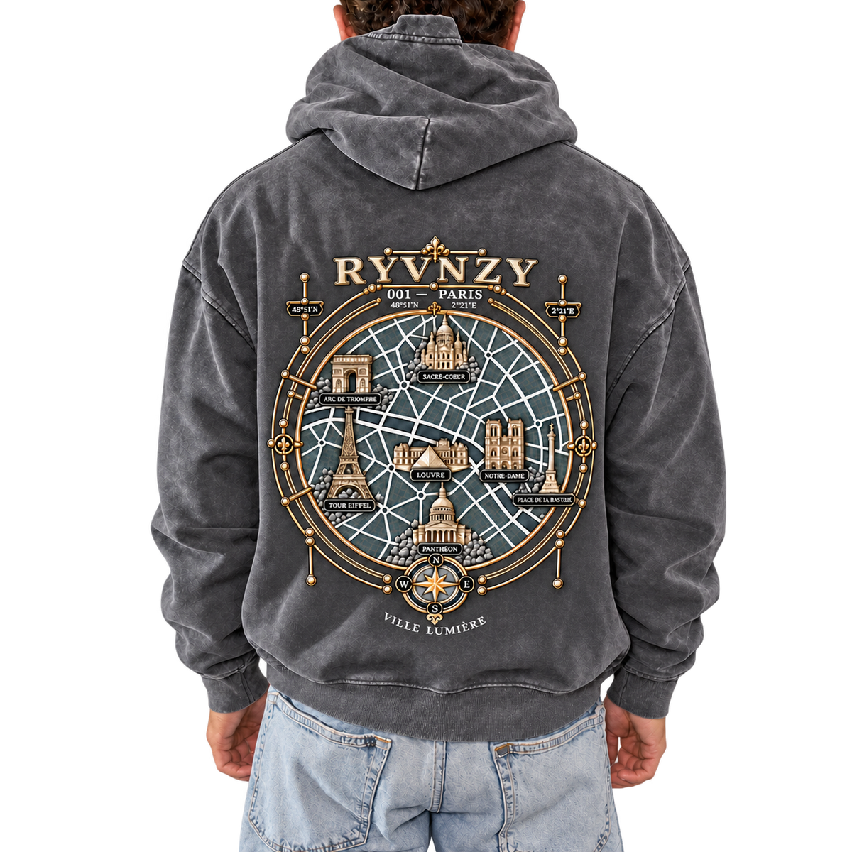 Hoodie Oversize Paris Édition Premium - Gris