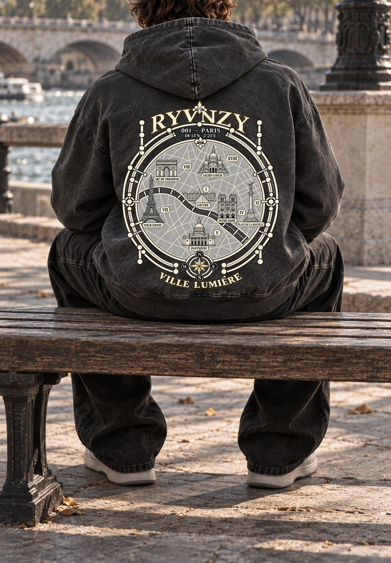 Hoodie Oversize Paris - Noir