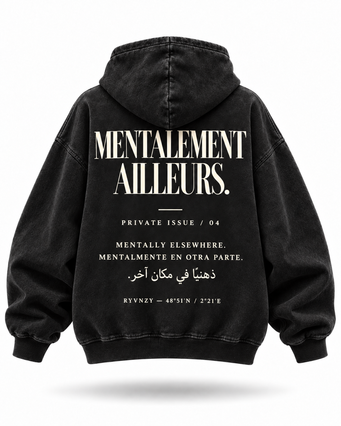 Hoodie Mentalement ailleurs - Noir