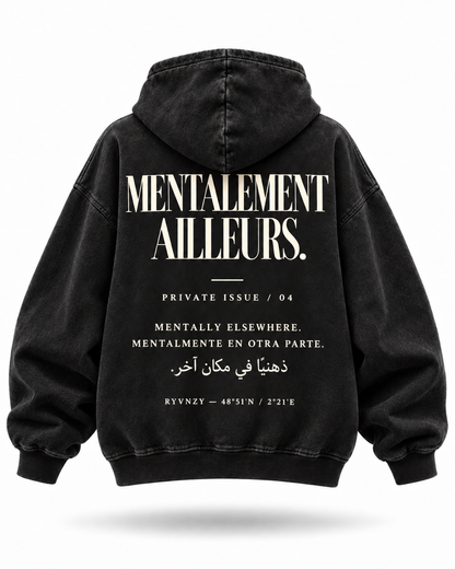 Hoodie Mentalement ailleurs - Noir