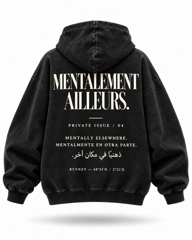 Hoodie Mentalement ailleurs - Noir