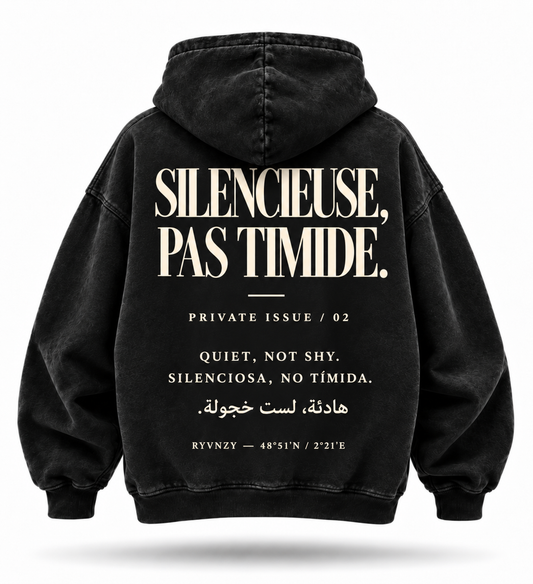 Hoodie Silencieuse, pas timide - Noir - Fille