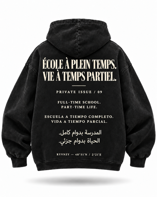 Hoodie  — École à plein temps Noir