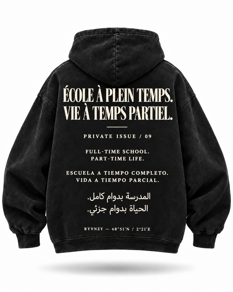 Hoodie  — École à plein temps Noir