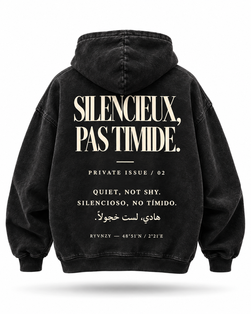 Hoodie Silencieux, pas timide - Noir - Garçon