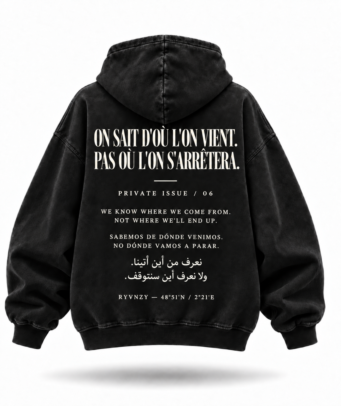 Hoodie On sait d'où l'on vient. Noir 