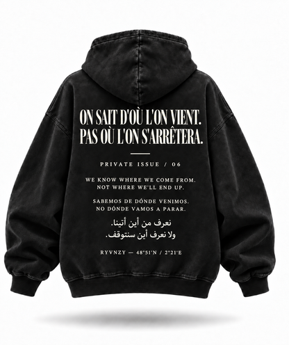Hoodie On sait d'où l'on vient. Noir 